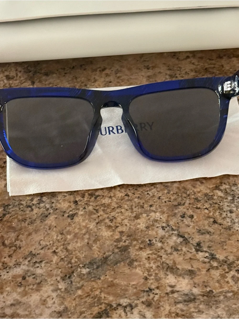 Burberry BE4431U 4114/87 Check Blue Square Sunglasses 56mm Made In Italy